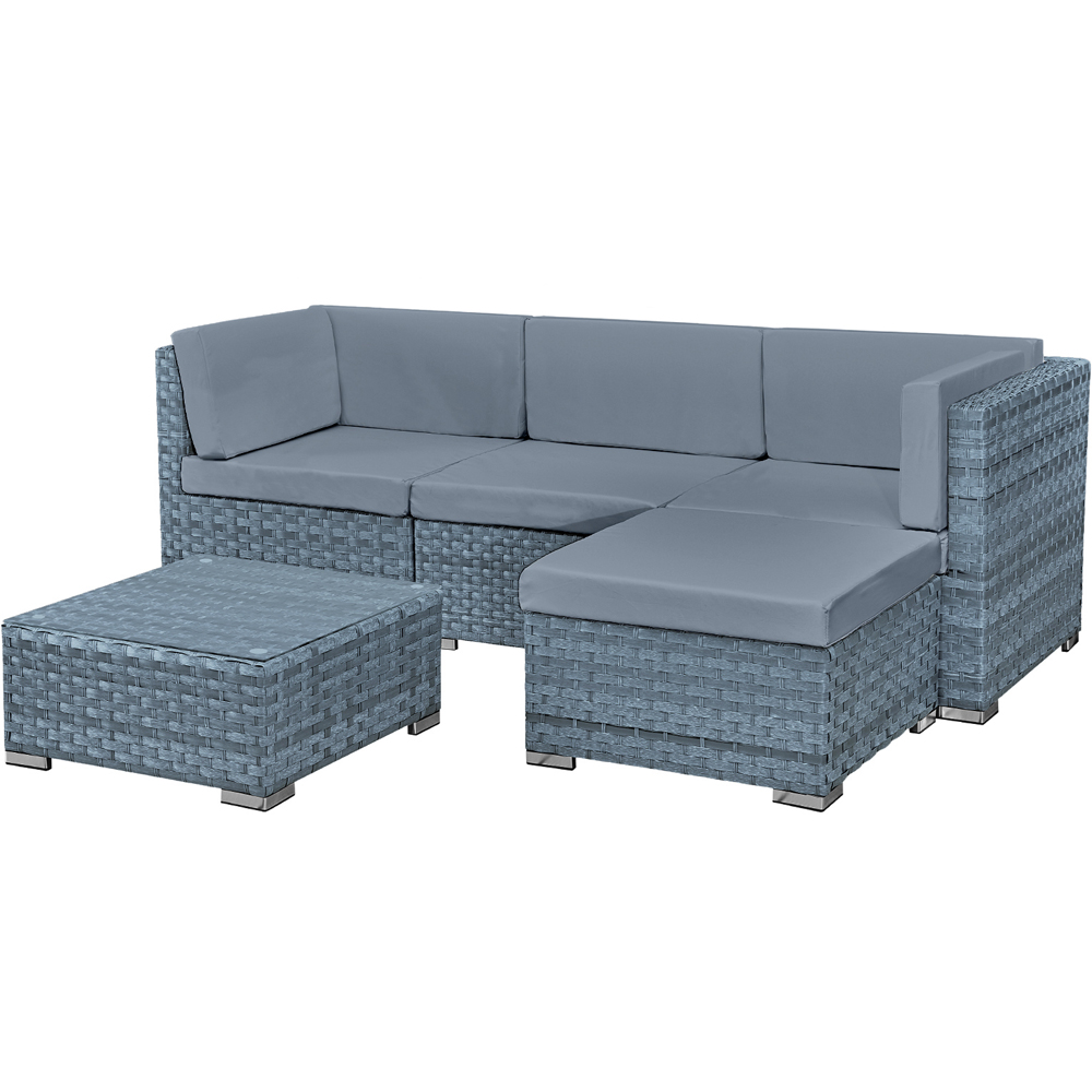 Oseasons Trinidad 4 Seater Ocean Grey Rattan Chaise Lounge Set with Grey Cushions Image 2