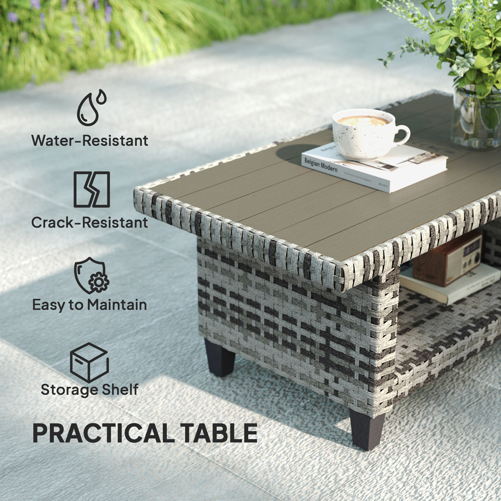 Outsunny 5 Seater Light Grey Wicker Outdoor Furniture Set Image 4