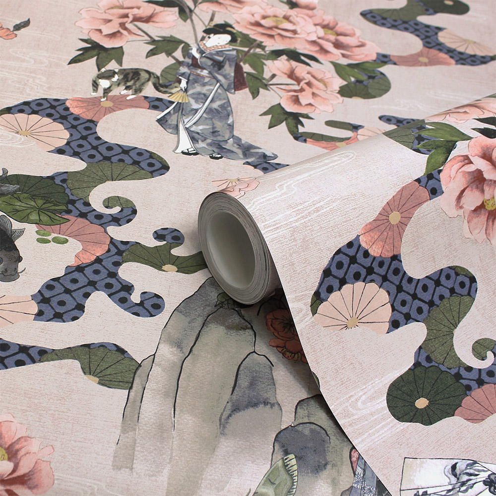 Paoletti Geisha Blush Floral Matte Wallpaper Image 2