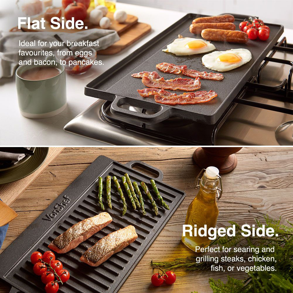 VonHaus VonShef Cast Iron Griddle 37cm Image 5