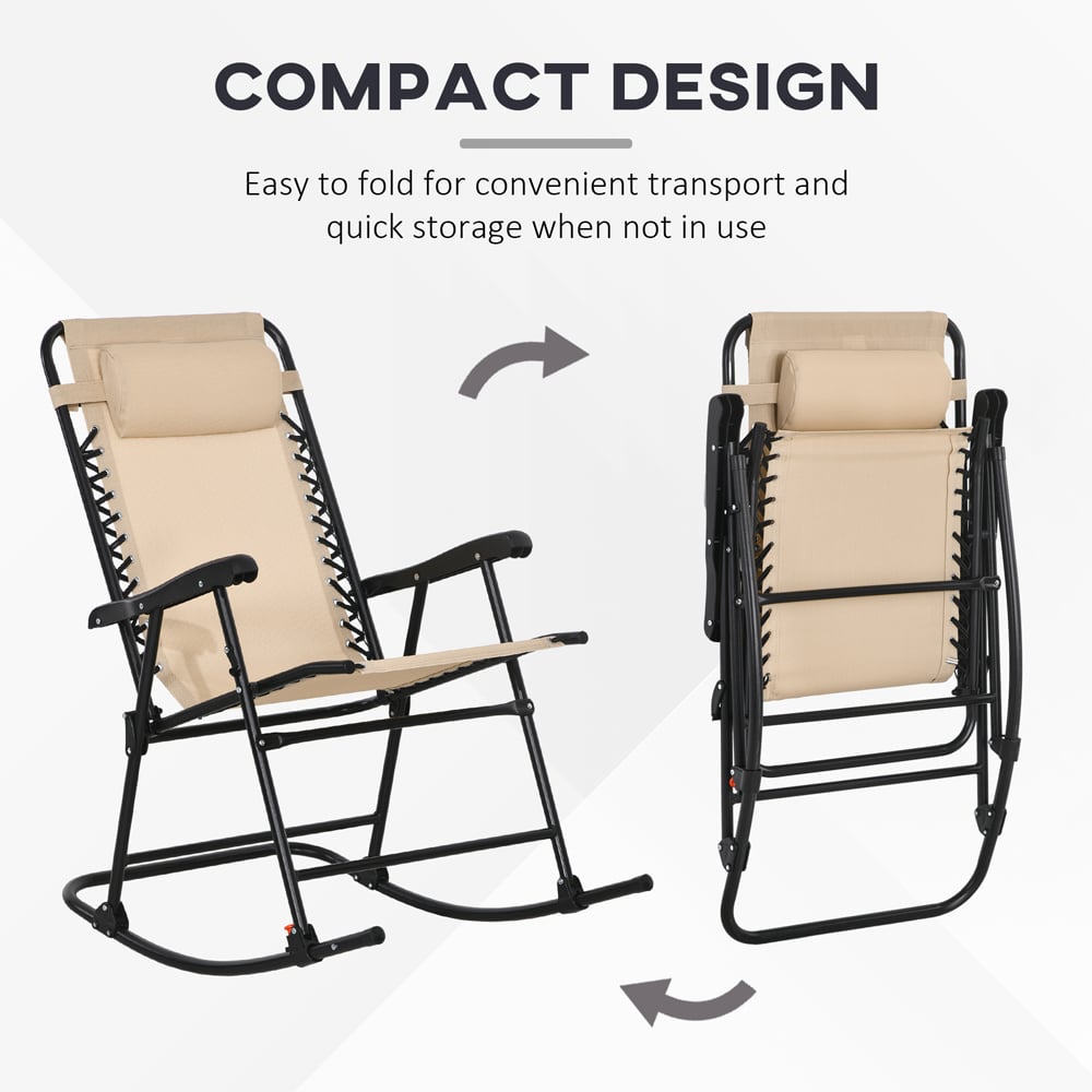 Outsunny Beige Zero Gravity Folding Rocking Chair Image 4