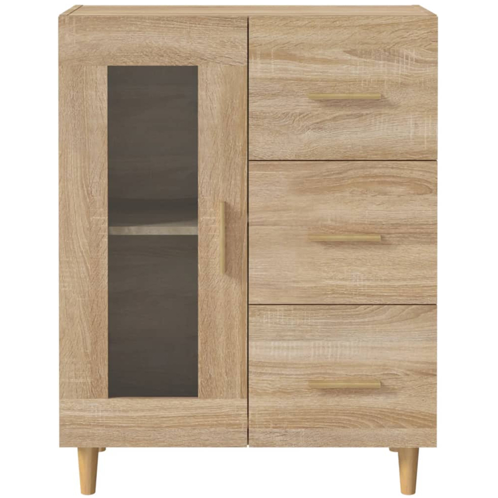 vidaXL Single Glass Door 3 Drawer Sonoma Oak Sideboard Image 4