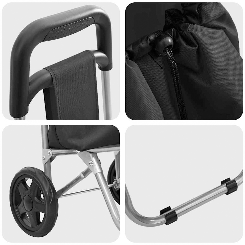 vidaXL 35 x 28 x 92cm Black Foldable Shopping Trolley Image 7