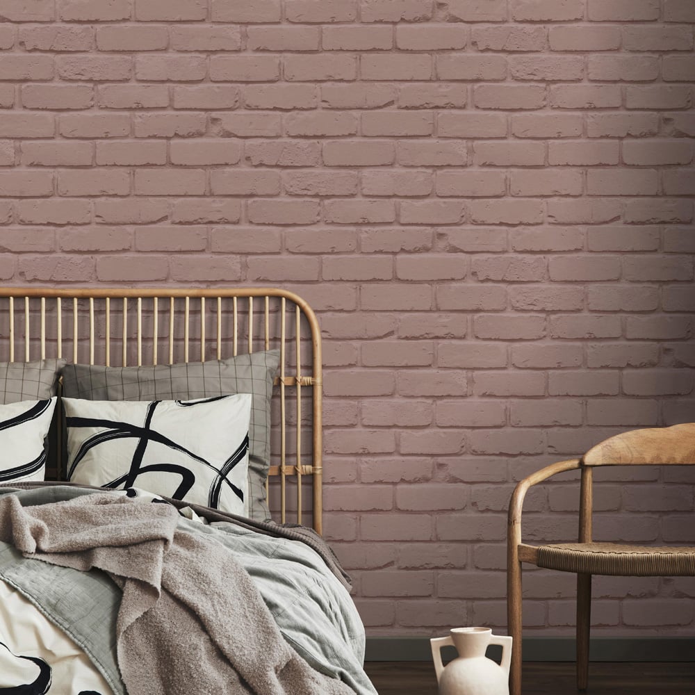 Fine Decor Painted Brick Pink Wallpaper Image 4