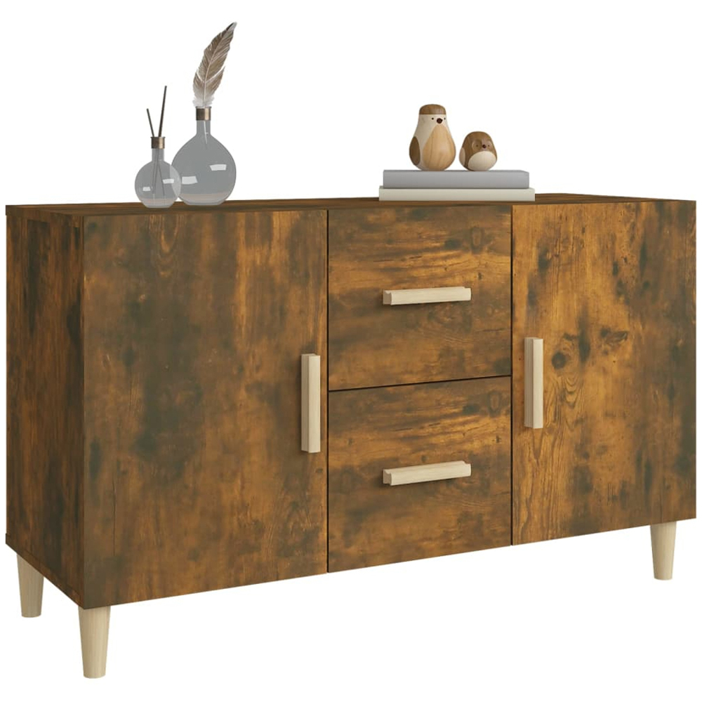 vidaXL 2 Door 2 Drawer Smoked Oak Sideboard Image 6