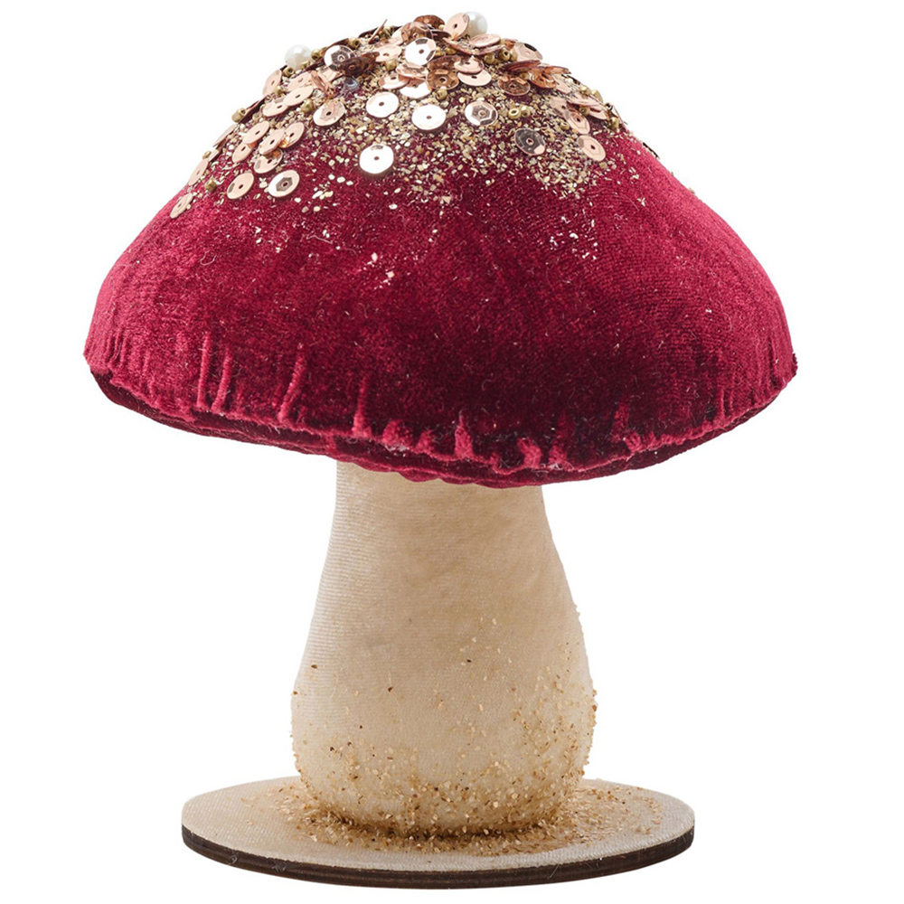 The Christmas Gift Co Red Velvet Mushroom 15cm Image 1