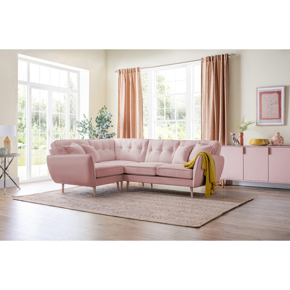 Opry Faro 4 Seater Button Back Soft Pink Right Hand Corner Sofa Image 5