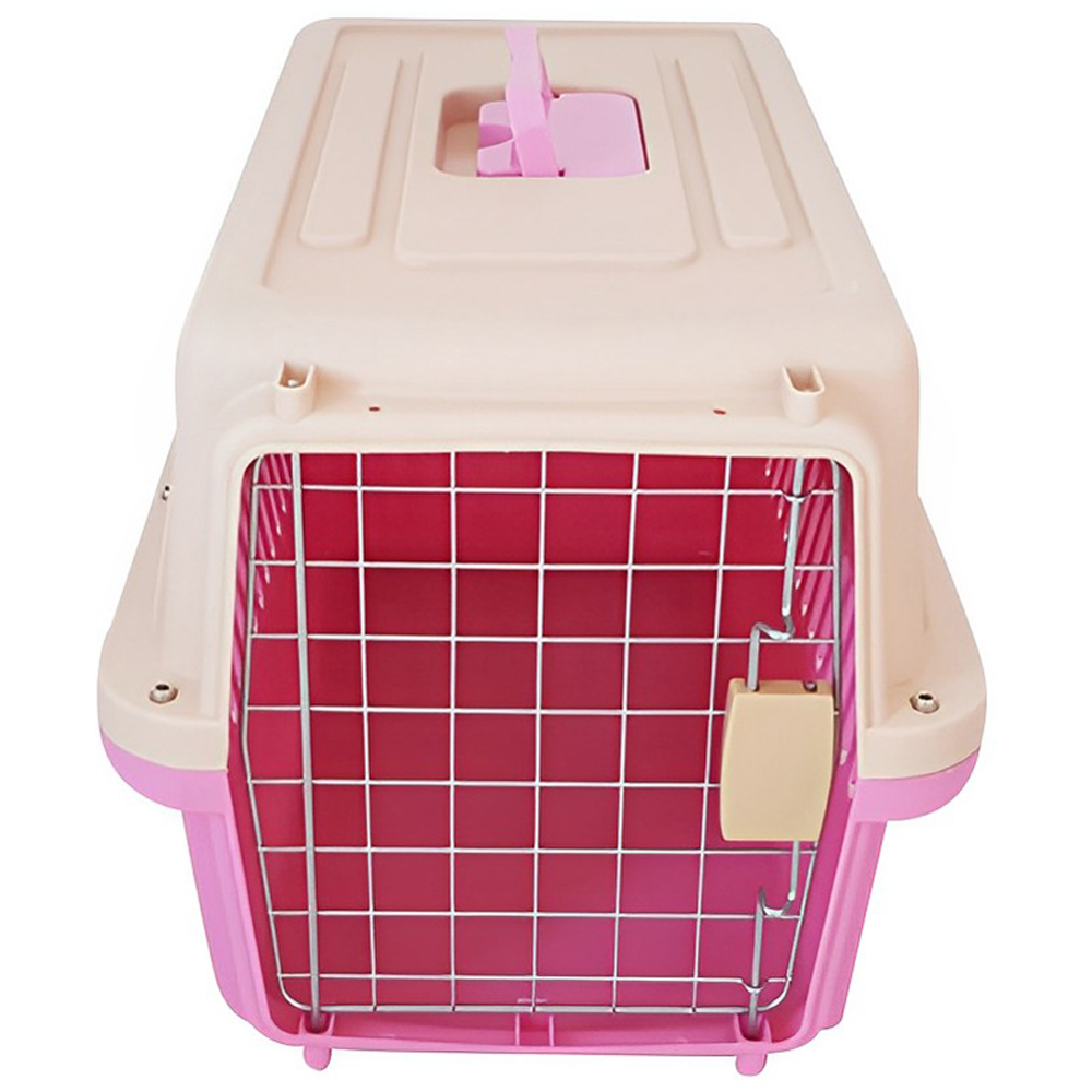 H&O Direct Pink Portable Pet Carrier with Wire Door Image 3