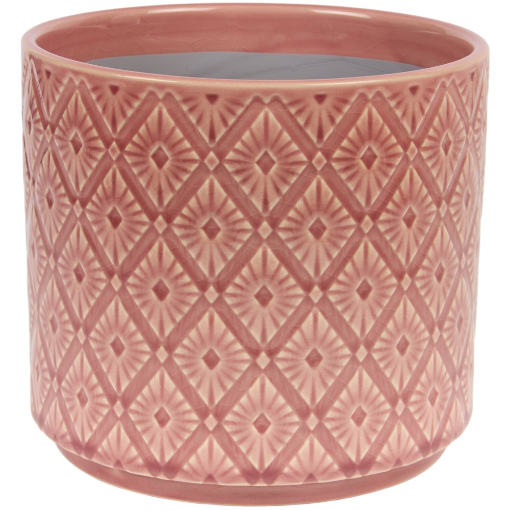 Patterned Plant Pot Pink 17cm Image 1