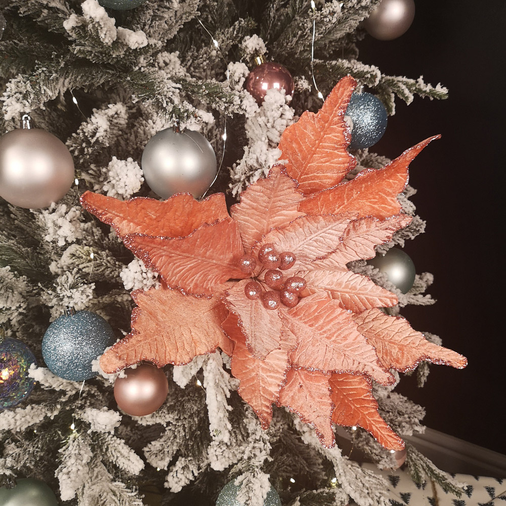 Samuel Alexander Frosted Light Coral Pink Poinsettia Stem Christmas Decoration 68cm Image 2