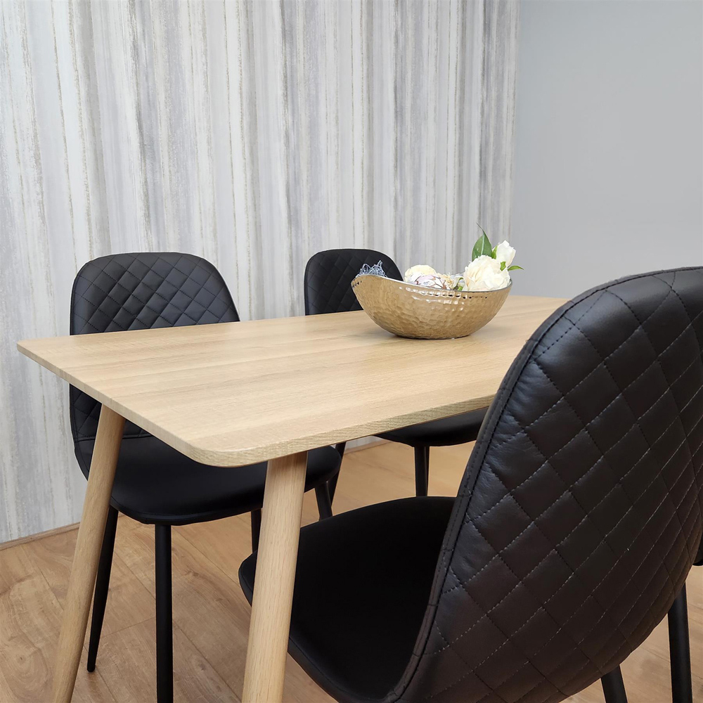 Portland Wood and Leather 4 Seater Dining Set Beige and Black Image 6