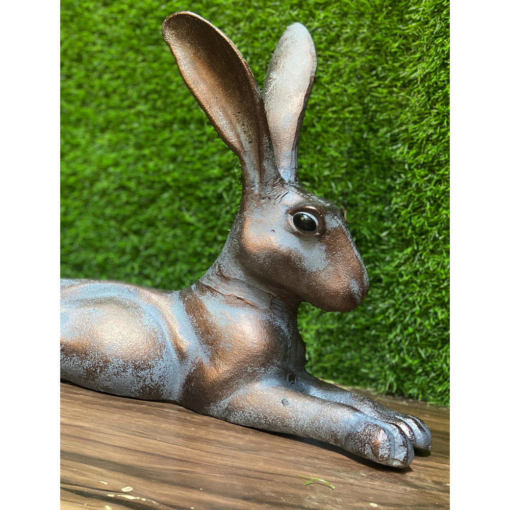 Inspirational Gifting Laying Hare Cast Aluminium Garden Ornament Image 6