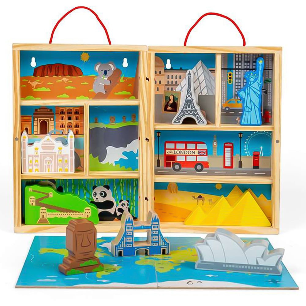 Bigjigs Toys Kids 10 Piece Wooden Travel Playset Image 3