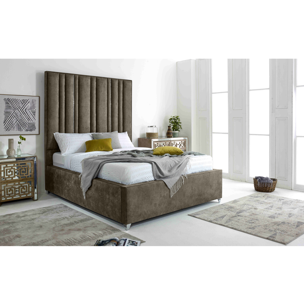 Eleganza Madrid Super King Size Taupe Oakland Fabric Bed Frame Image 5