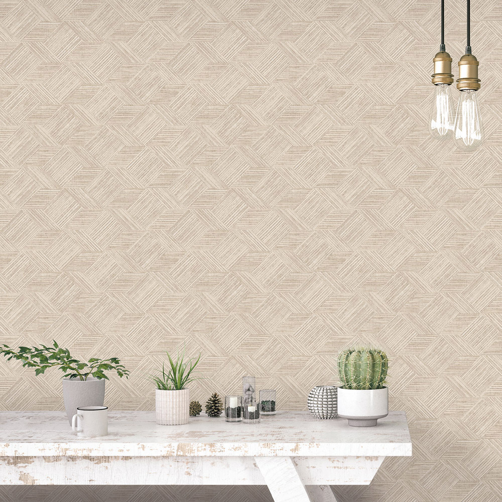 Galerie Evergreen Geometric Taupe Wallpaper Image 2
