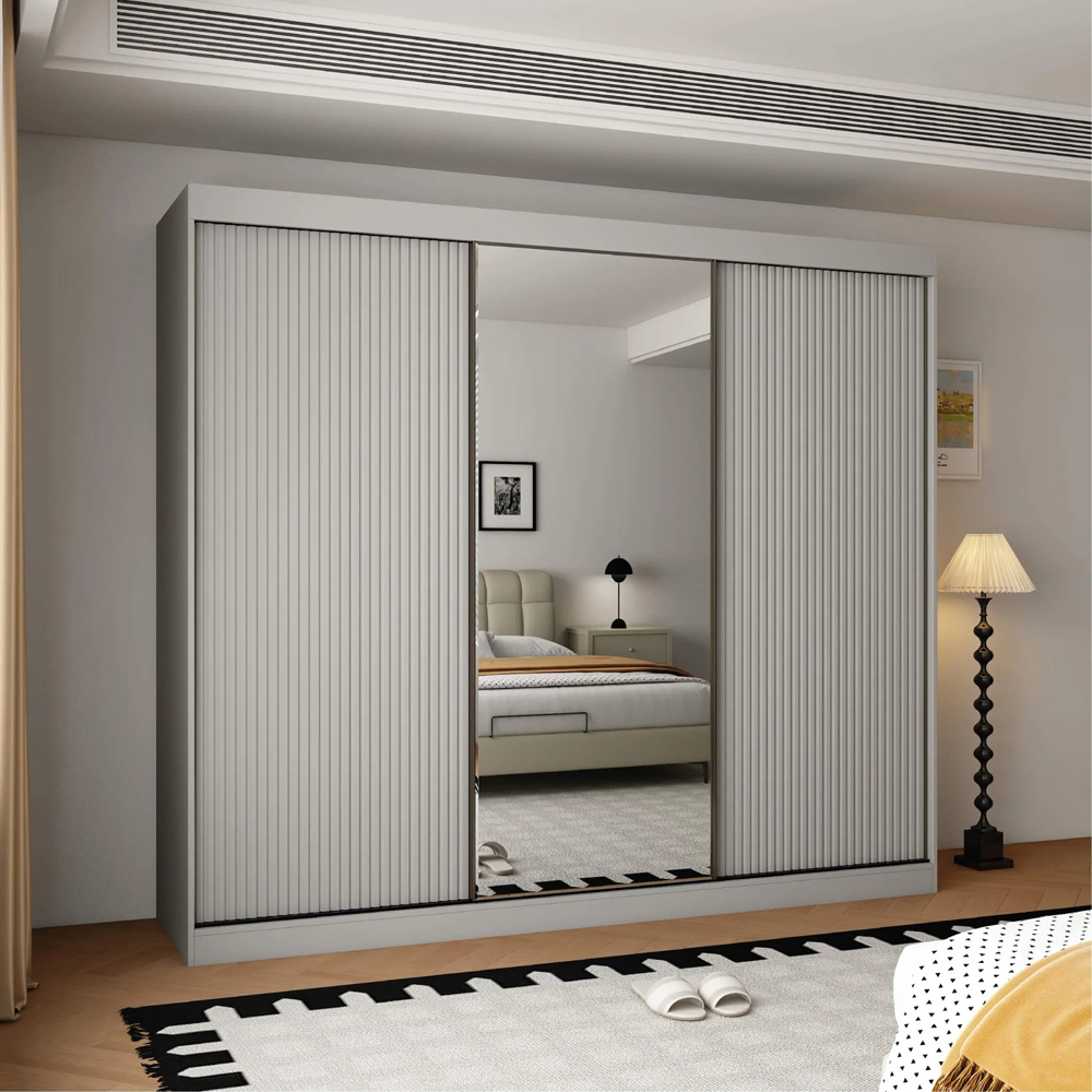 ARTESA Berlin 3 Door Grey Mirrored Sliding Wardrobe 250cm Image 5