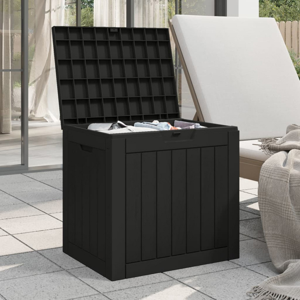 vidaXL 118L Black Polypropylene Garden Storage Box Image 2