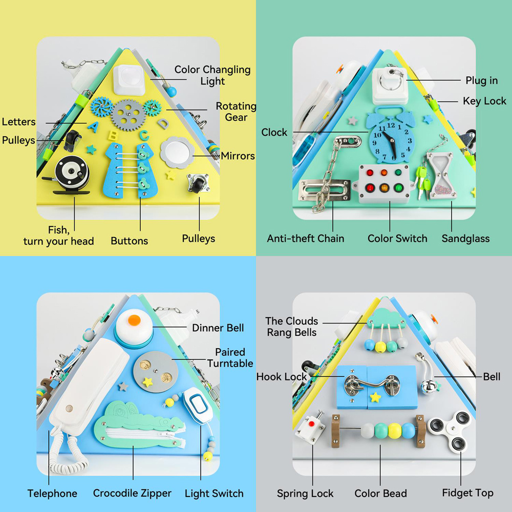 Dyzi Toddlers Montessori Busy Board Pyramid Sensory Toy Image 5