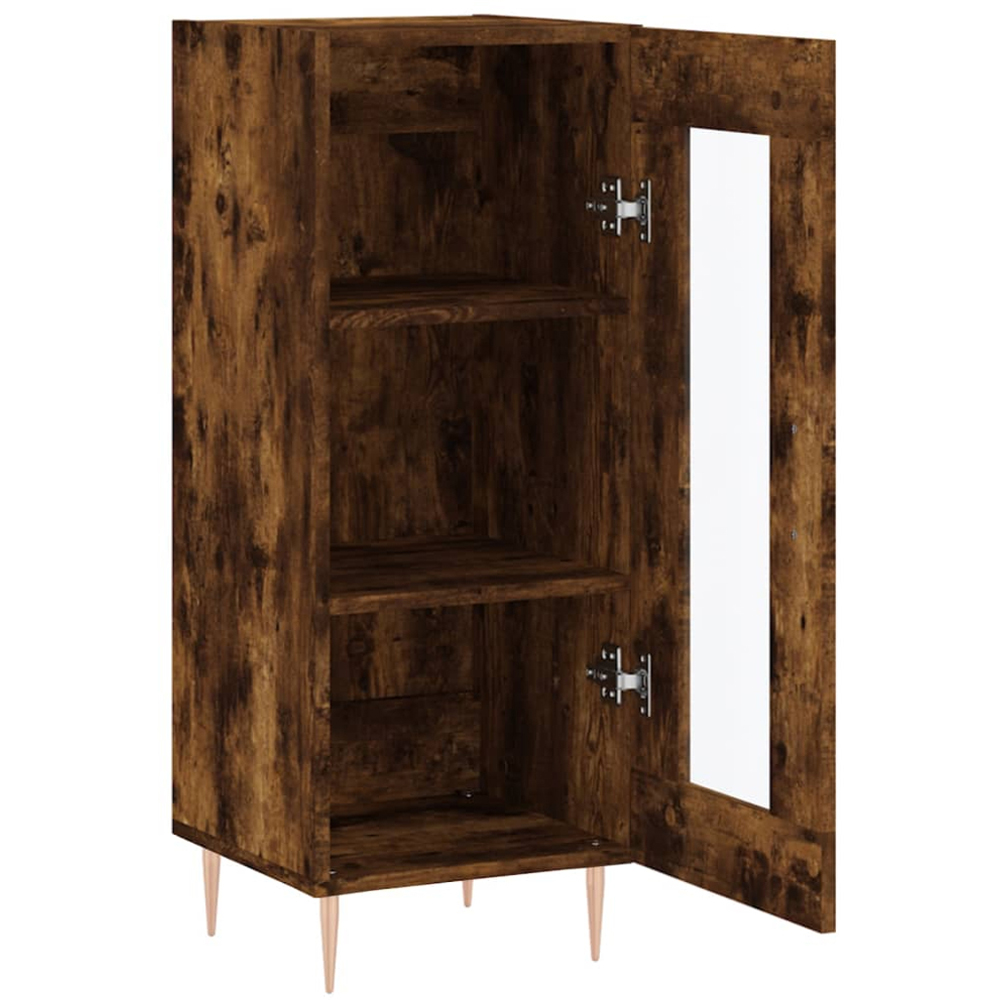 vidaXL Single Glass Door 3 Shelf Smoked Oak Sideboard Image 6