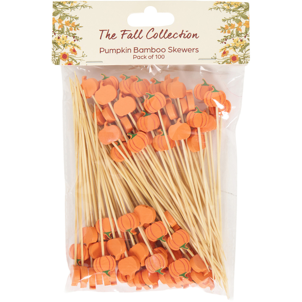 Pack of 100 Ghost or Pumpkin Bamboo Skewers Image 2