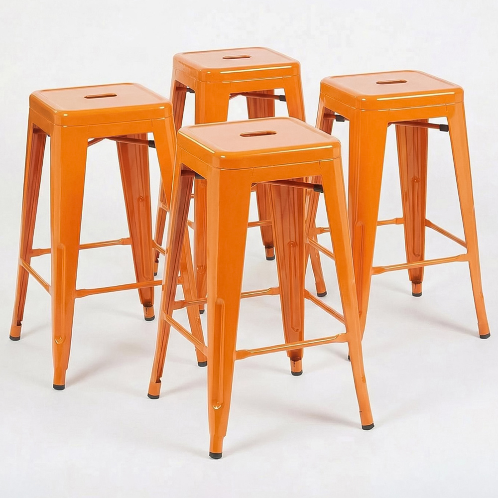 FWStyle Orange Gloss Metal Bar Stool 4 Pack Image 4