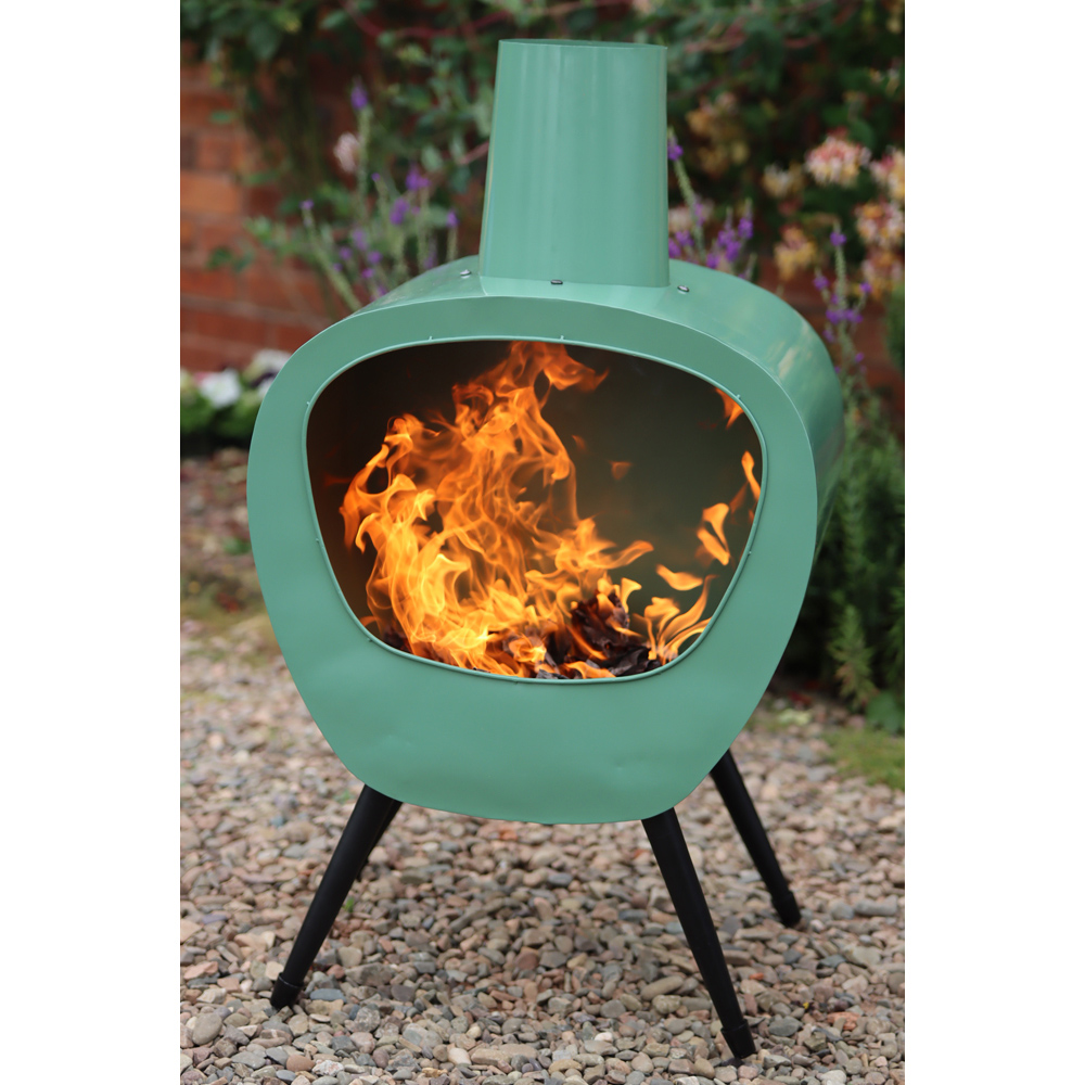 Gardeco Stella Extra Large Mid Century Retro Design Lichen Chimenea Image 2