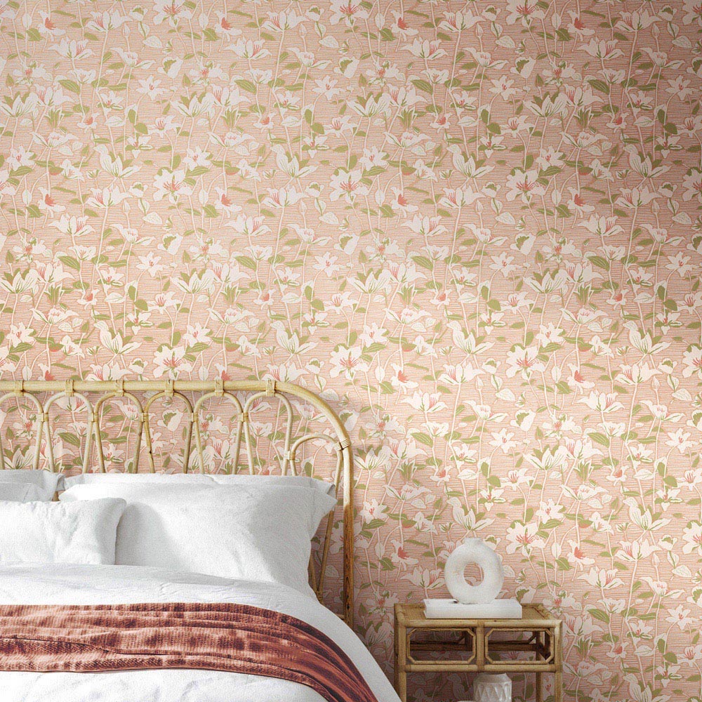 Hoopla Walls Oasis Lino Leaves Blue and Sage Wallpaper Image 2