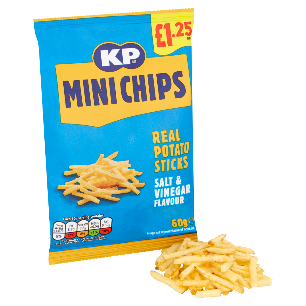 KP Mini Chips Real Potato Sticks Salt & Vinegar Flavour 60g Image 2