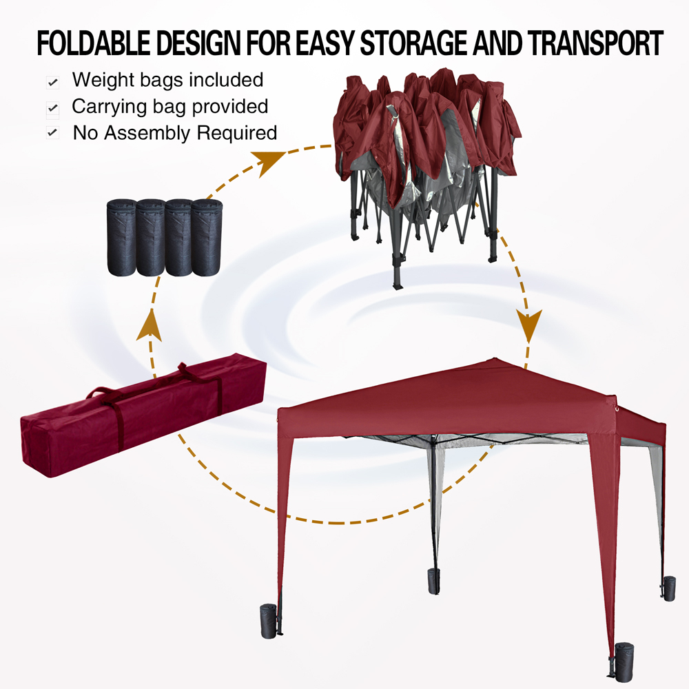 Red 2 x 2m Pop Up Outdoor Gazebo Image 6