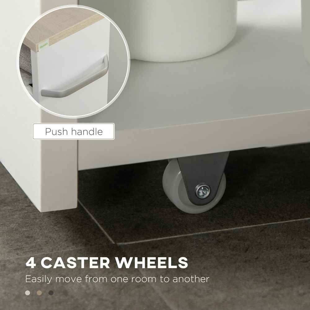 Kleankin 4-Tier White Storage Trolley with Wheels and Handle Image 6