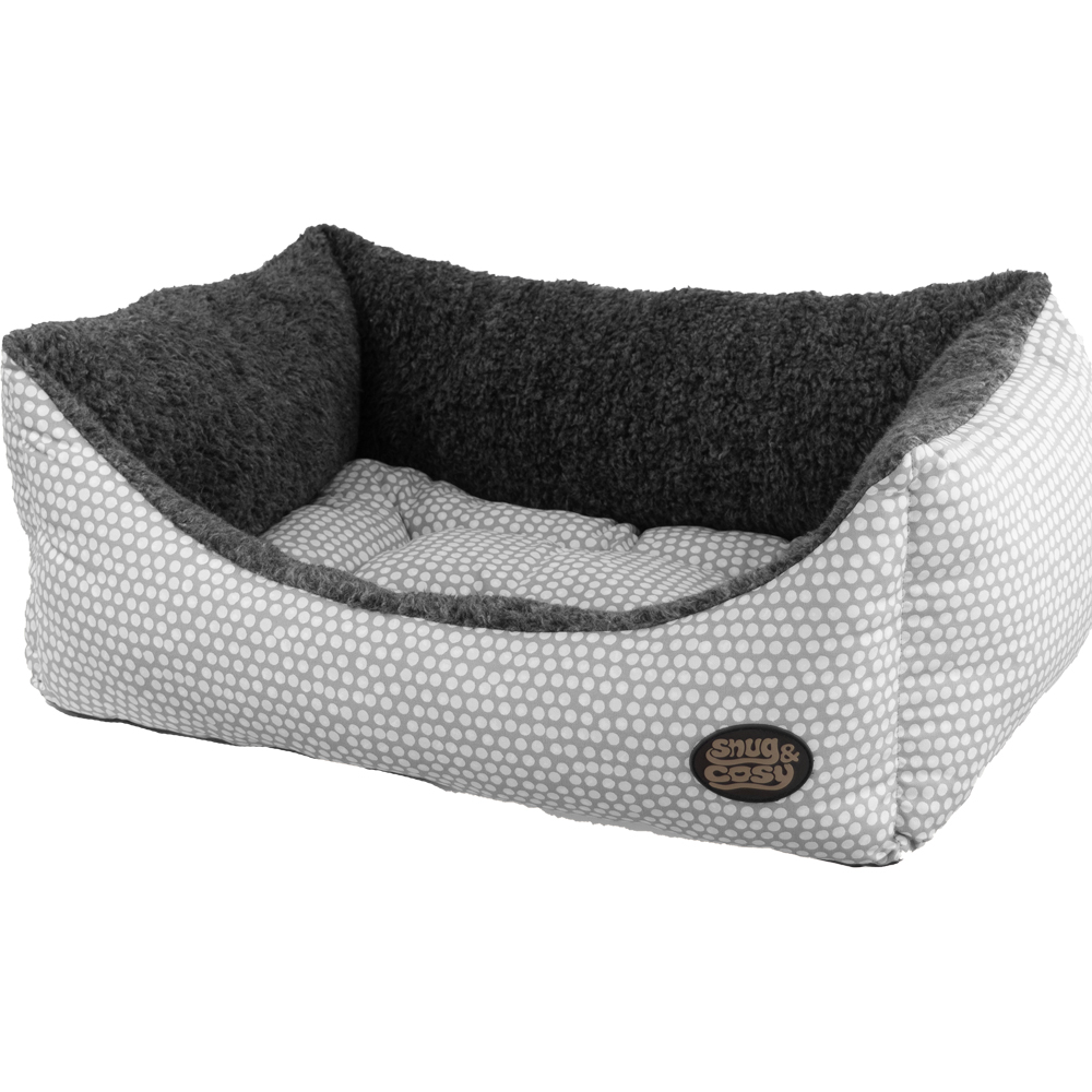 Snug & Cosy Medium Rectangle Grey Polka Dot Dog Bed Image 1
