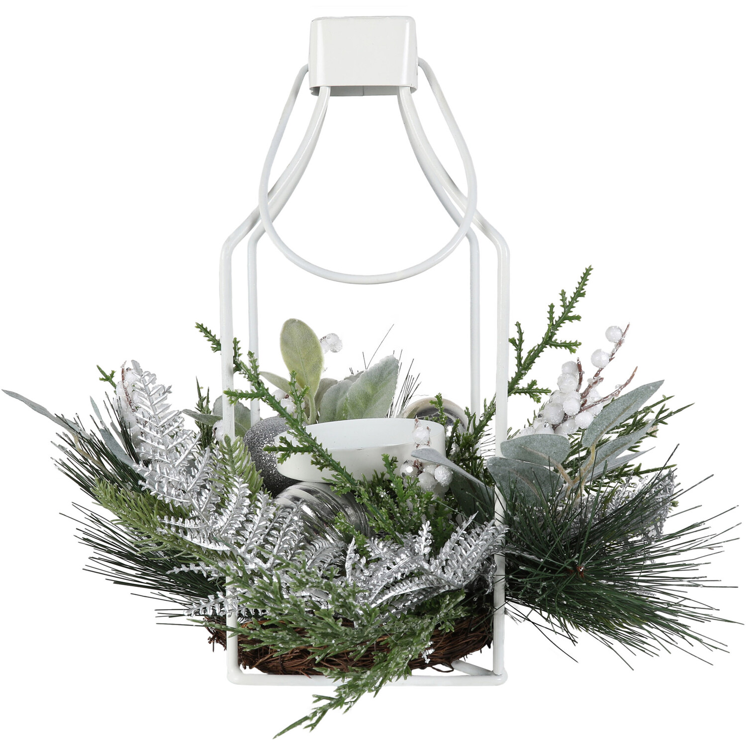 White Bauble Floristry Candle Holder Image 1