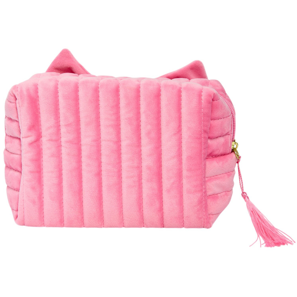 Velvet Bow Makeup Bag Pink Image 6