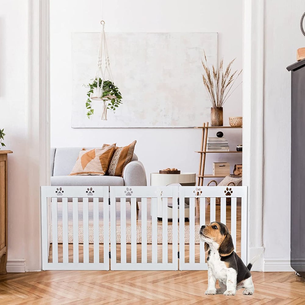 Costway 3 Panel White Foldable Pet Safety Gate Image 4