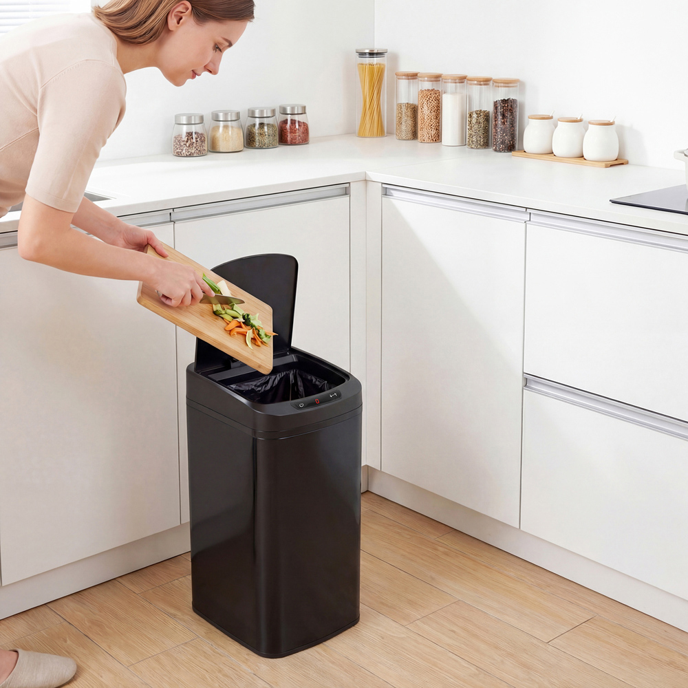 HOMCOM Black Automatic Kitchen Sensor Bin with Removable Inner Bucket 12L Image 3