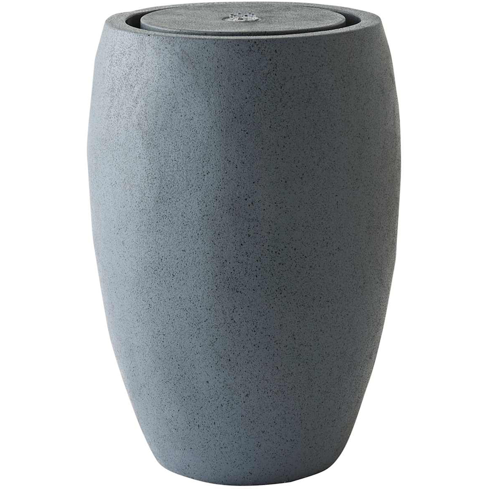 ValueLights Grey Round Tall Urn Solar LED Outdoor Water Fountain Feature Image 1
