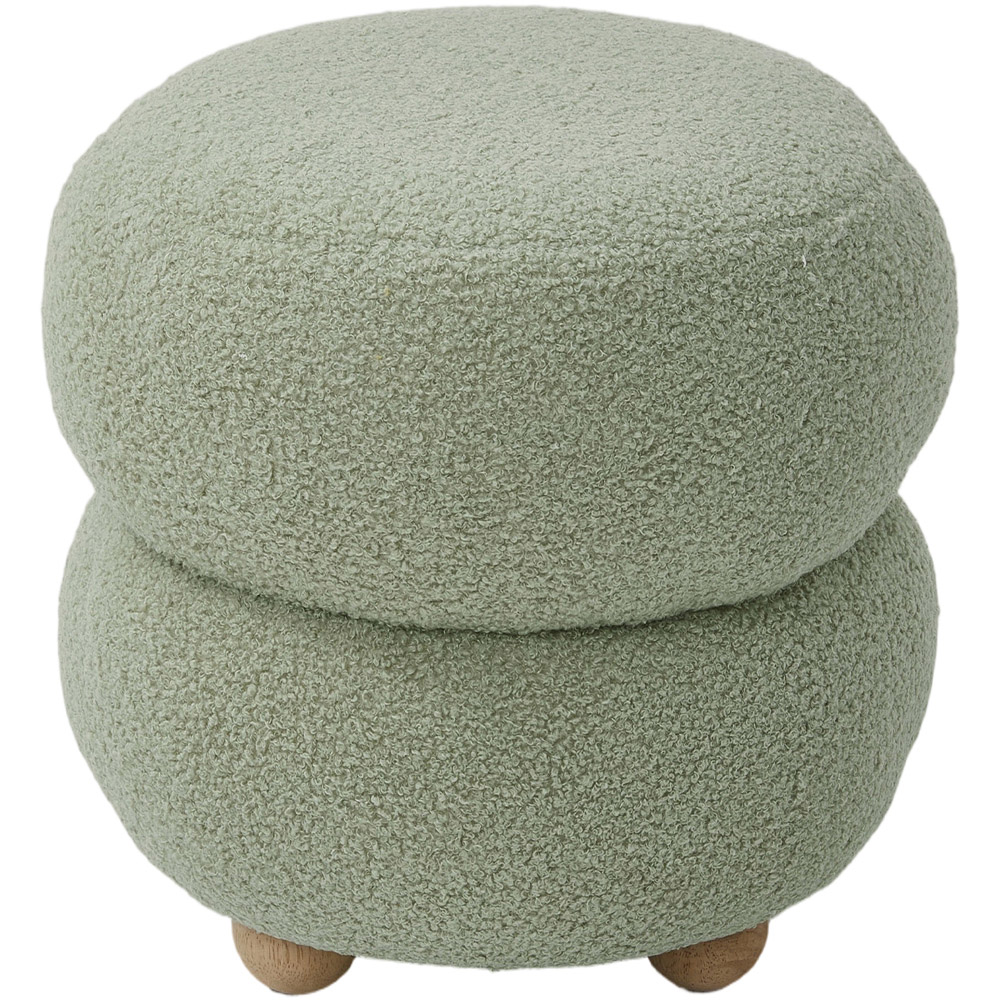 Living and Home Green Teddy Fleece Double Layer Round Footstool Image 2
