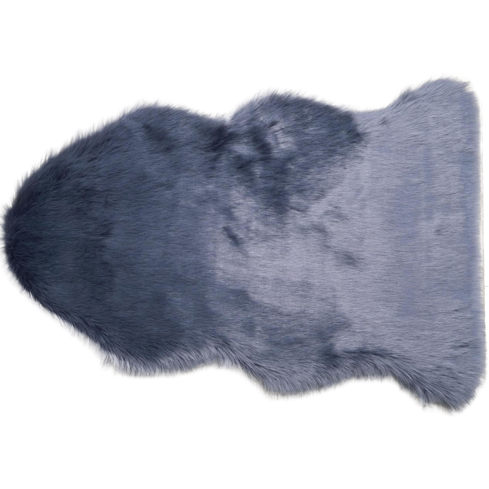 Arctic Grey Faux Fox Fur Sumptuous Rug 90 x 60cm Image 1