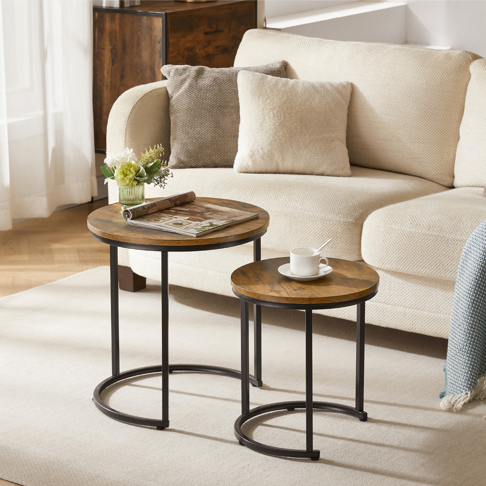 VIDA DESIGNS Brooklyn Dark Wood Nest of Tables Set of 2 Image 5