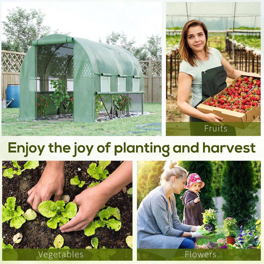 Outsunny Green 9.5 x 6.5ft Polytunnel Greenhouse Image 7