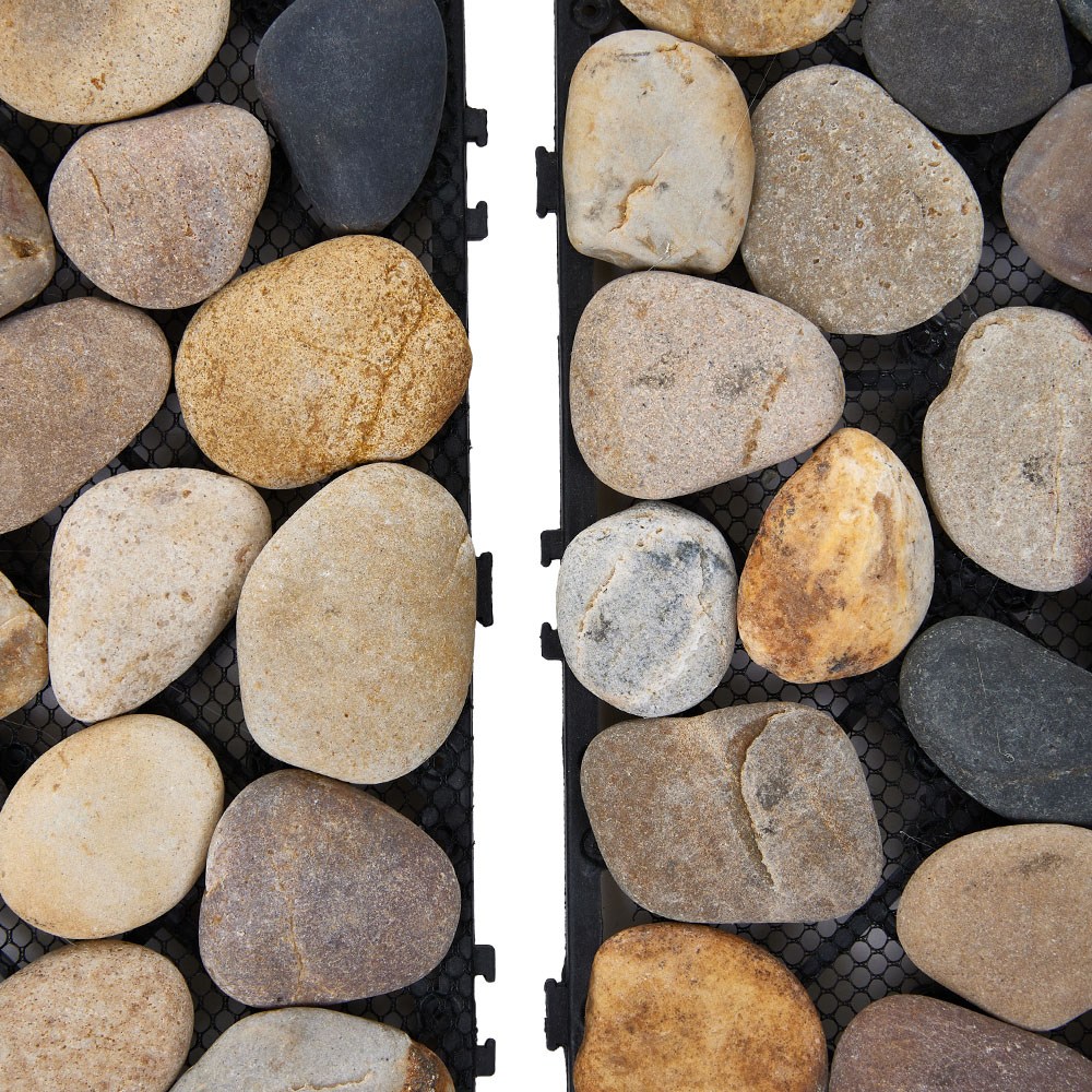 Living and Home Natural Non Slip Faux Pebble Interlocking Floor Tile 6 Pack Image 5