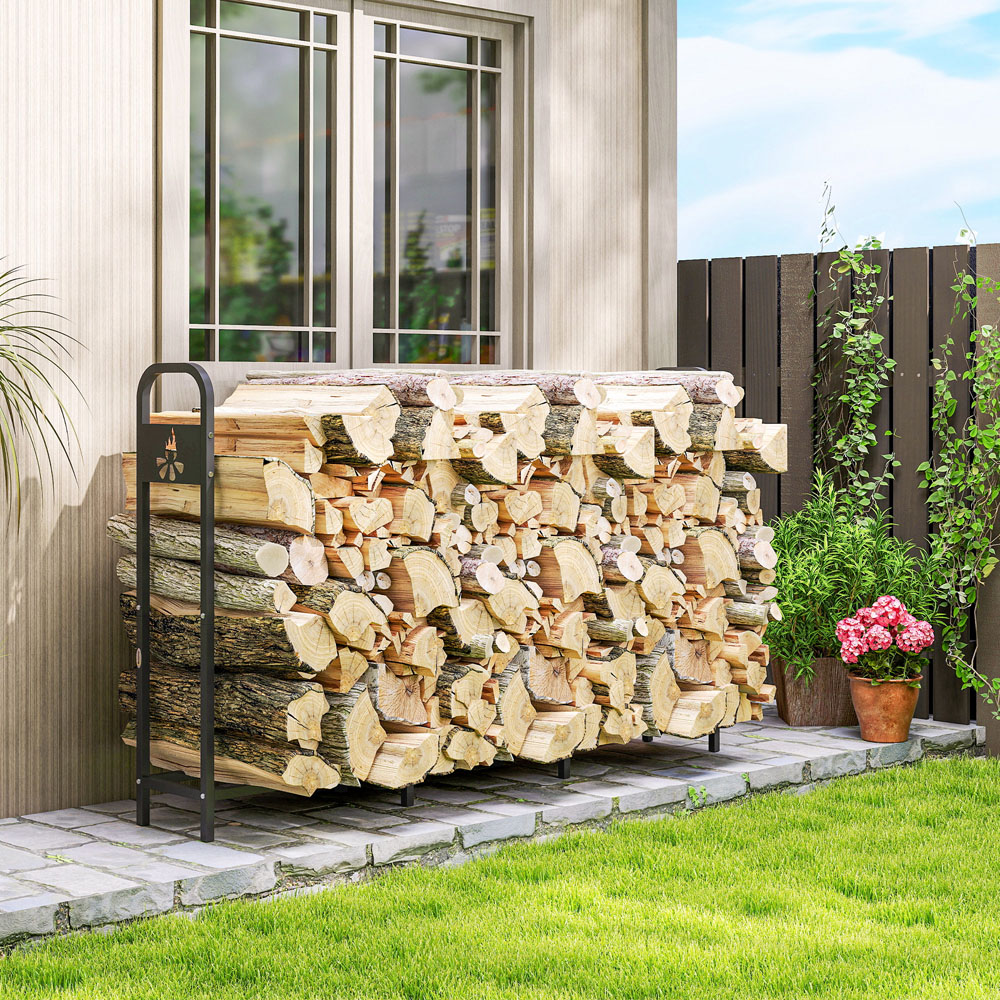 Outsunny Steel Firewood Log Holder 121 x 199 x 30cm Image 2