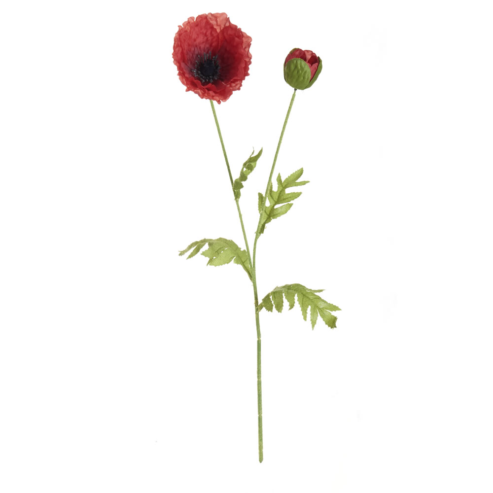 Wilko Red Poppy Single Stem Artificial Flower Image
