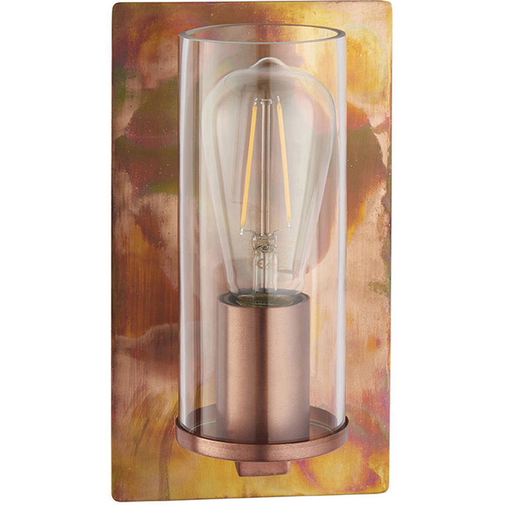 Merano Palermo Copper Patina and Clear Glass Wall Lamp Image 1