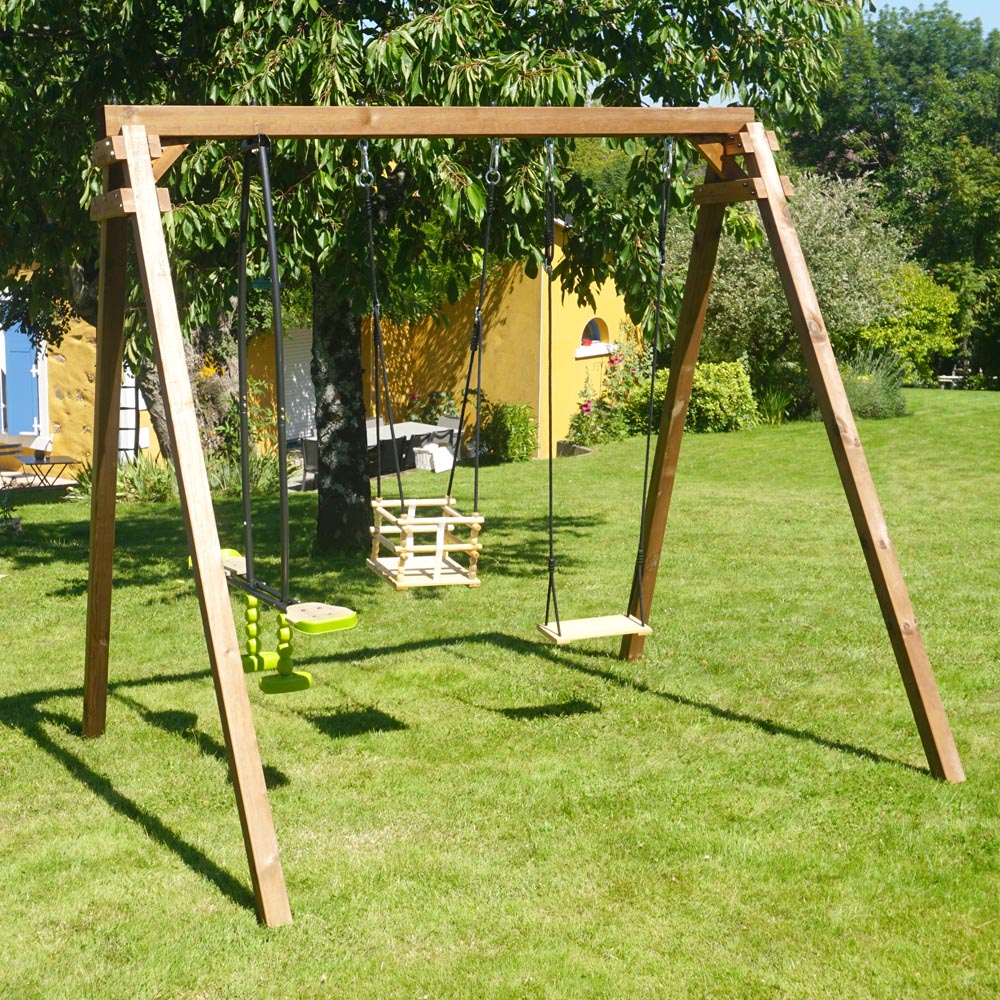 Soulet Pierre Kids Wooden Triple Swing Set Image 6