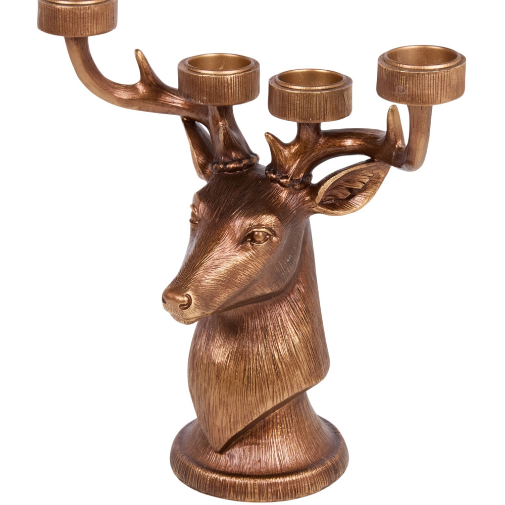 Antique Stag Tea Light Holder Bronze Image 4