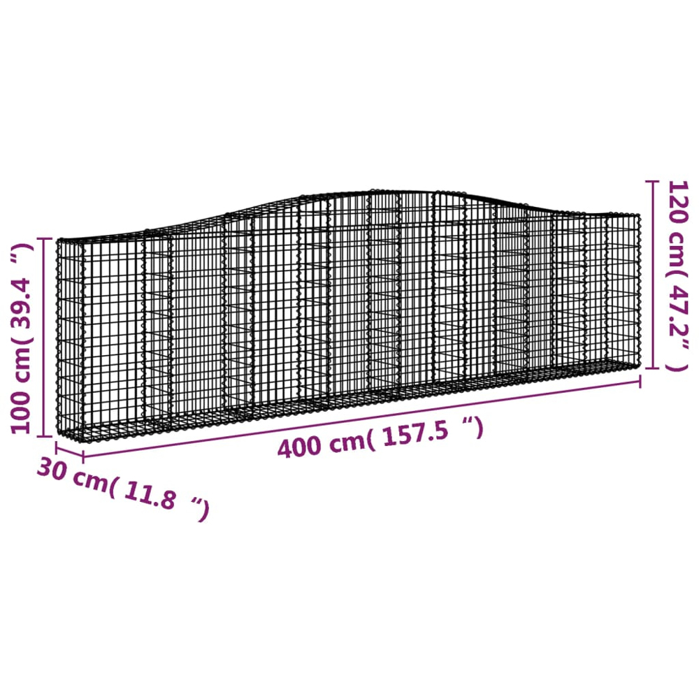 vidaXL Silver Galvanised Iron Gabion Basket 400 x 30 x 100/120cm 4 Pack Image 5