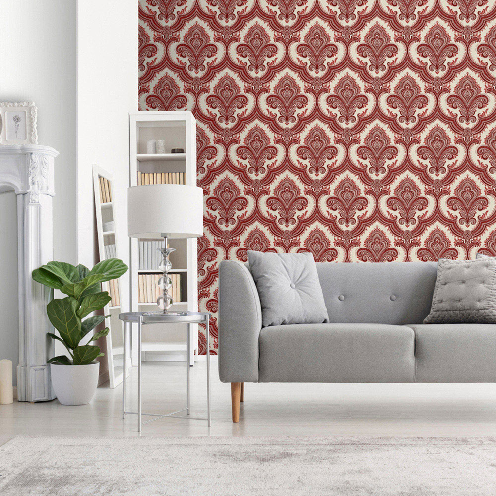 Design ID Damask Red Wallpaper Image 4