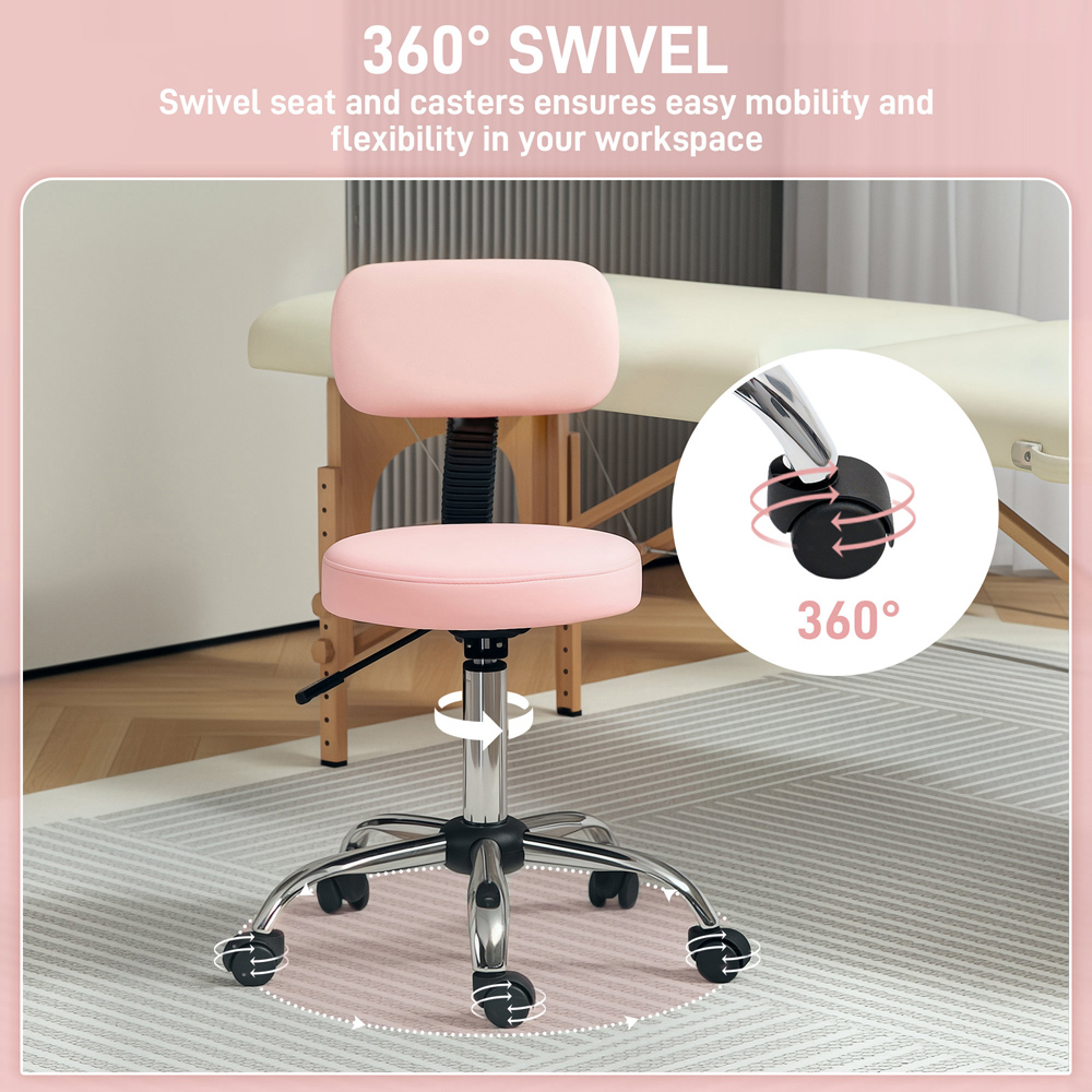 Portland Pink Faux Leather Swivel Salon Chair Image 5