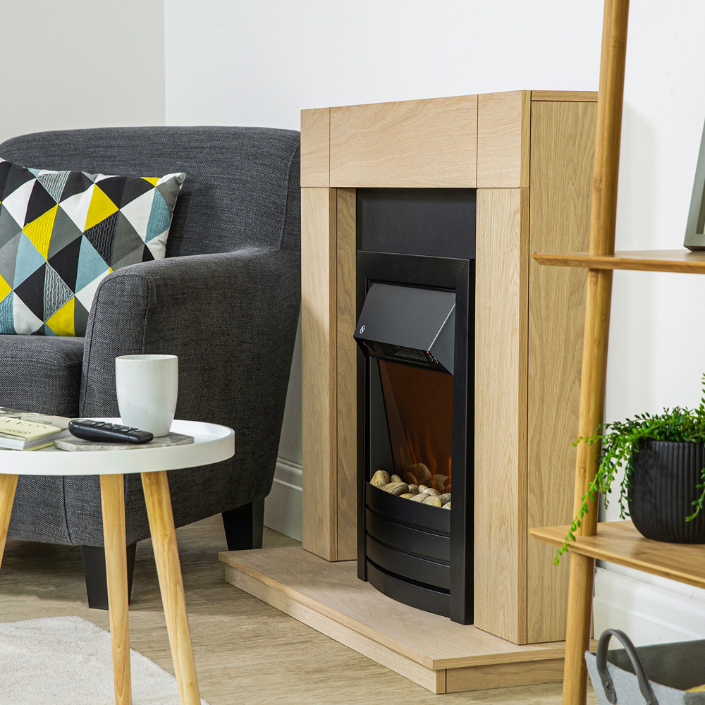 Zanussi 19 Inch Black Cast Iron Effect LED Electric Inset Fireplace with Pebbles and Remote 2000W Image 6